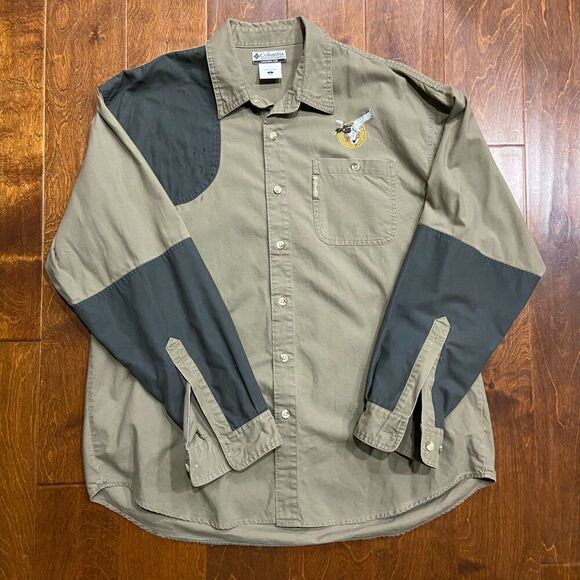 Columbia Outdoors Vintage Duck Hunting Briarshun Brown Green Shirt Mens Large - Picture 3 of 9